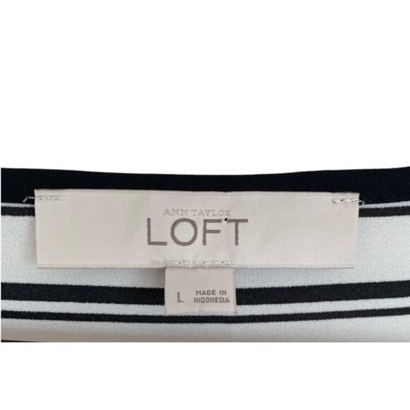 3/$21 Loft Black and White Striped Lightweight Blouse - Large - Picture 4 of 4